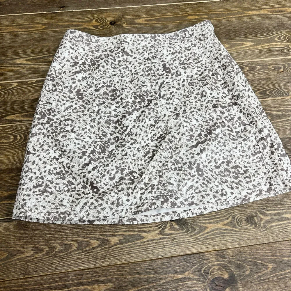 Free People Size 4 Fake‎ Out Brown Leopard Print Faux Wrap Mini Skirt Vegan - Picture 7 of 7